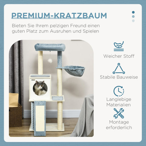 Rootz Ultimate Cat Tree - Scratching Post - Cat Tower - Hammock, Bed, Toys - 48cm x 40cm x 114cm - Chipboard, Velvet, Sisal