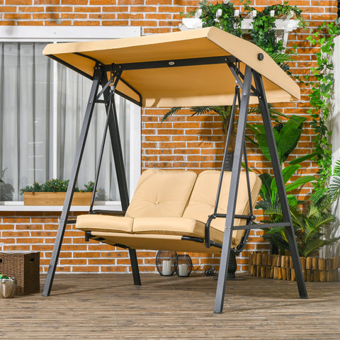 Rootz 2-Seater Garden Swing - Outdoor Porch Swing - Adjustable Roof - Steel Frame - 138 x 106 x 174 cm - Holds 220 kg