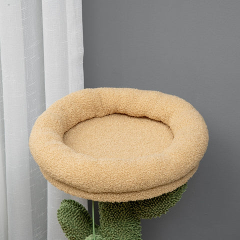 Rootz Cactus Design Cat Tree - Scratching Post - Climbing Cat Tree - Sisal Wrapped Posts - Chipboard Base - Teddy Velor - 40cm x 35cm x 72cm