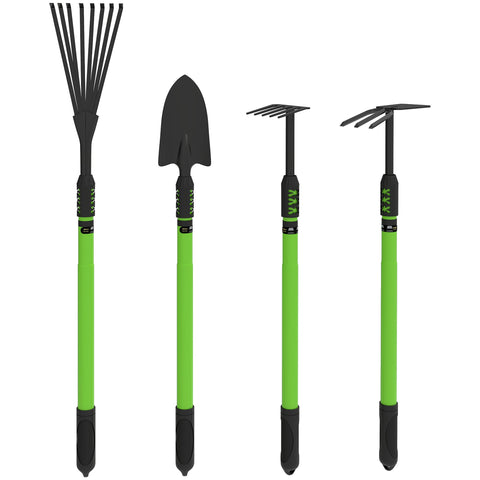 Rootz 4 Piece Garden Tool Set - Gardening Kit - Outdoor Tools - Rust Resistant - Shovel: 68.5-94.5cm x 8.5cm x 5.5cm