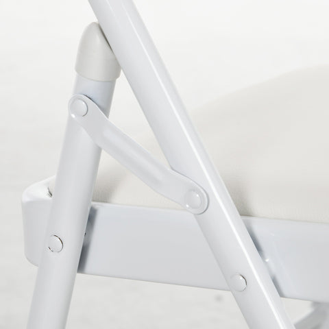 Rootz 4 Set Folding Chairs - Portable Office Chairs - Reception Seating - Comfortable Synthetic Leather - 45cm x 46cm x 78cm - White