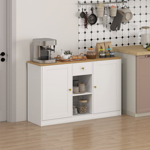 Rootz Kitchen Chest of Drawers - Sideboard Storage Unit - White Cabinet - Ample Storage - 120cm x 35cm x 75.2cm