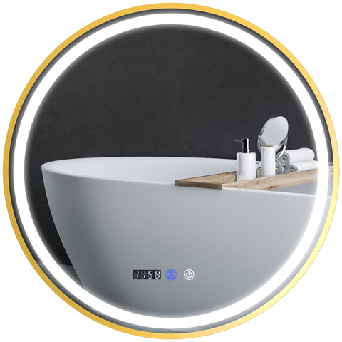 Rootz Round LED Bathroom Mirror - Anti-Fog Mirror - Touch Control Mirror - Adjustable Brightness - Ø60 x 3.5cm