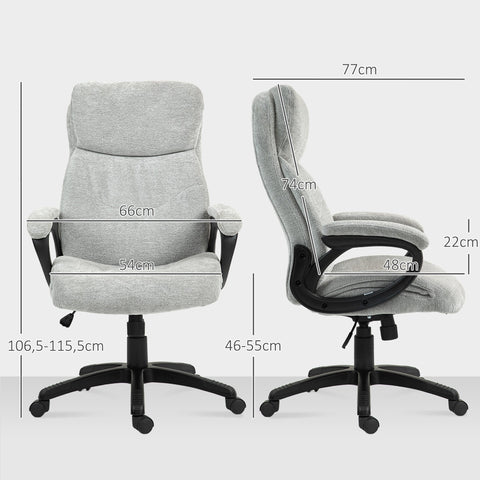 Rootz Ergonomic Office Chair - Desk Chair - Swivel Chair - Height Adjustable Comfort - 66cm x 77cm x 106.5-115.5cm - Grey