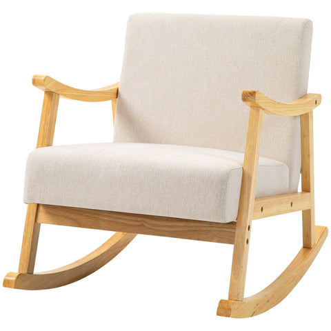 Rootz Rocking Chair - Padded Seat Cushion - Relaxation Chair - Wooden Legs - Optimal Comfort - 66W x 92D x 78H cm