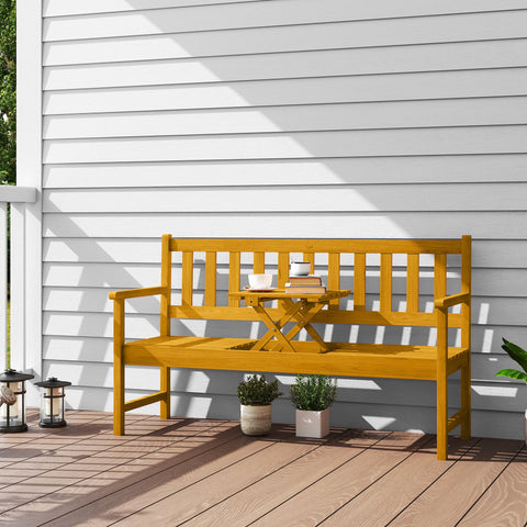 Rootz 2-Seater Garden Bench - Weatherproof Bench - Outdoor Seating - 320kg Load - Yellow Finish - 149x56.5x89cm