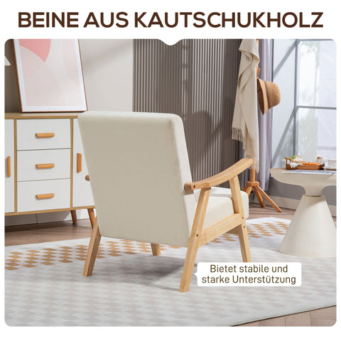 Rootz Upholstery Chair - Lounge Chair - Armchair - Luxurious Comfort with Foam Padding - White - 65cm x 80cm x 83cm