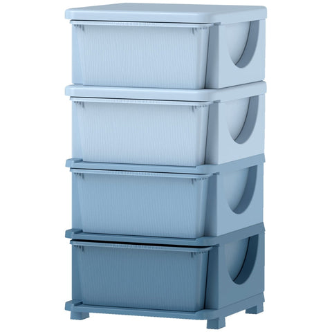 Rootz Storage Box - Children's Toy Organizer - Plastic Drawer Unit - Blue - 37cm x 37cm x 76cm - Rounded Edges for Safety