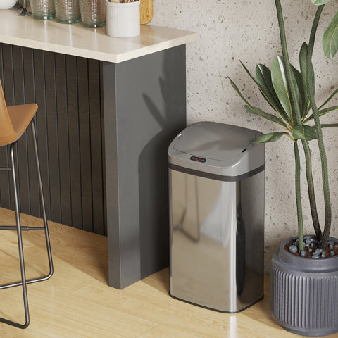 Rootz Sensor Waste Bin - Automatic Trash Can - Touchless Garbage Bin - Stainless Steel - 48L Capacity - 33cm x 25cm x 69cm