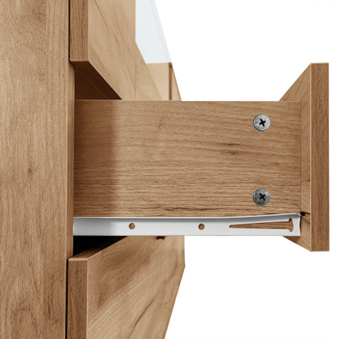 Rootz LED Glass Door Sideboard - Buffet - Cabinet - App Control LED Lights - 140L x 38W x 79.5H cm - Modern Design, Ample Storage