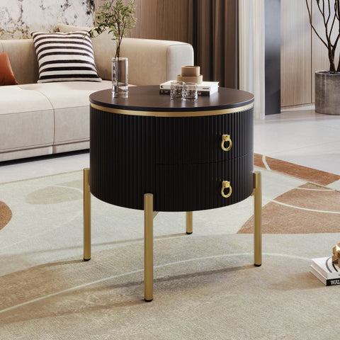 Rootz Side Table - Elegant End Table - Luxury Accent Table - Marble Surface - Adjustable Height - 50cm x 50cm x 51cm