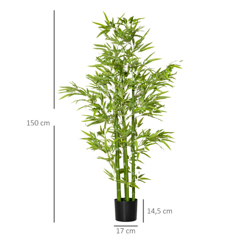 Rootz Artificial Bamboo Plant - Faux Indoor Tree - Decorative Greenery - 924 Leaves - Natural Look - 150cm x Ø17cm