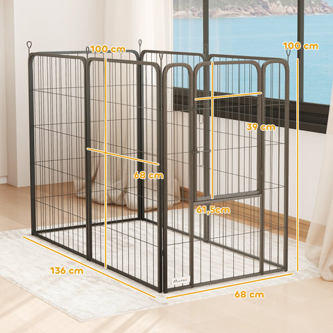 Rootz Dog Playpen - Puppy Enclosure - Pet Fence - Robust & Foldable - 136cm x 68cm x 100cm