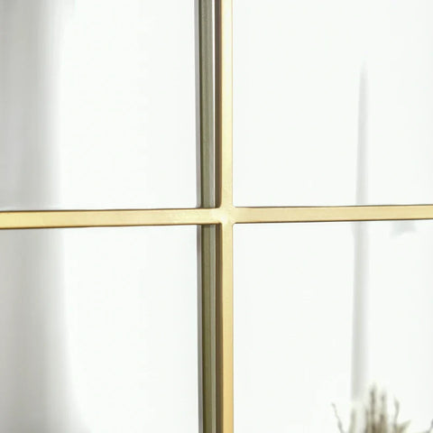 Rootz Wall Mirror - Window Mirror - With Metal Frame - Wall Decoration - Gold - 70 x 2 x 50 cm