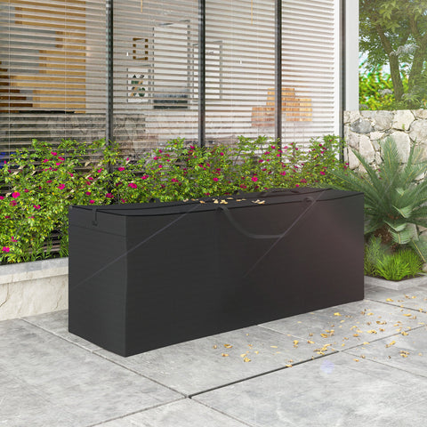 Rootz Garden Cushion Storage Bag - Protective Cover - Support Pocket - Waterproof & UV Protection - 200cm x 60cm x 75cm - Black