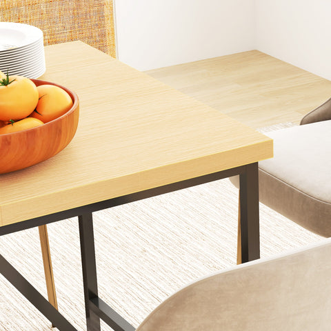 Rootz Dining Table for 6 - Versatile Furniture - Desk Option - Brown Optics - Steel Legs - 150cm x 80cm x 75cm