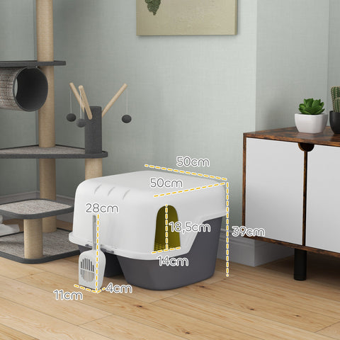 Rootz Cat Litter Box with Lid - Lockable & Easy to Clean - Covered - 50cm x 50cm x 39cm