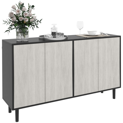 Rootz Kitchen Buffet Storage Furniture - Sideboard - Cabinet - Adjustable Shelves - 121cm x 37cm x 75cm - Modern Design