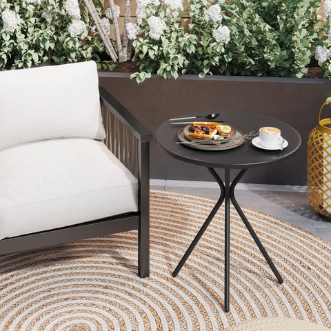 Rootz Garden Table - Outdoor Dining Table - Balcony Table - Weatherproof Steel - 60cm x 70cm - Black