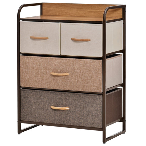 Rootz Storage Cabinet Chest of Drawers - Dresser - Fabric Drawers - Durable Storage Solution - 58cm x 29cm x 78.5cm