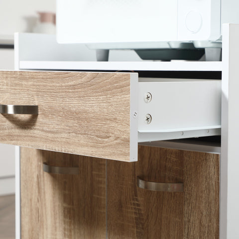 Rootz Kitchen Serving Trolley - Rolling Cart - Mobile Storage - Adjustable Shelf - 60cm x 40cm x 77cm - White Oak Finish