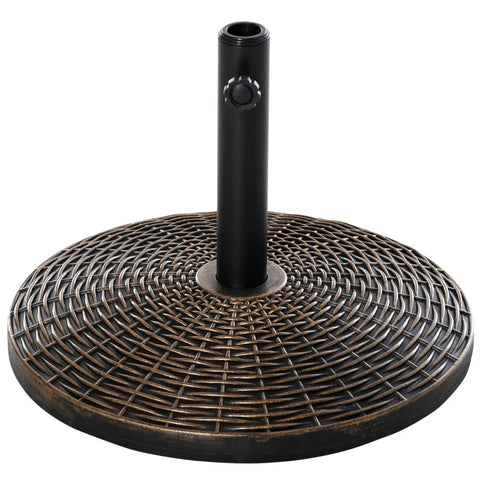 Rootz Parasol Stand - Umbrella Stand - Umbrella Holder - Umbrella Base - Rattan Look - Basket Stand - Plastic + Cement - Antique Bronze - Ø53 x H40 cm