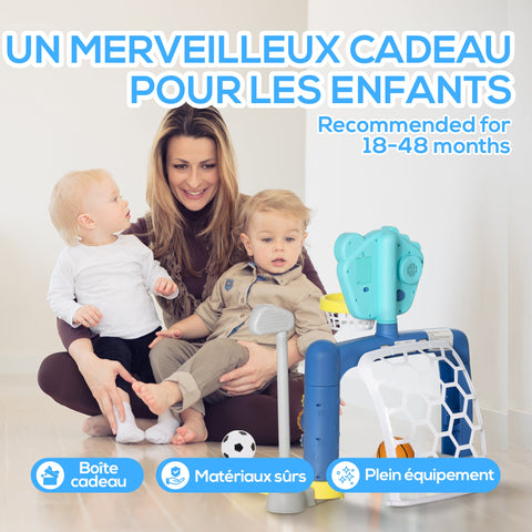 Rootz 3-in-1 Kids Sports Center - Multi-Activity Set - Adjustable Basketball - Heights 60.4-68cm - Engaging Scoreboard - Develops Coordination