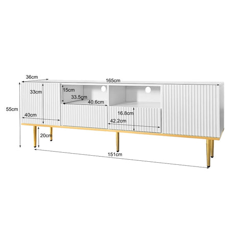 Rootz Modern TV Cabinet - Media Console - Entertainment Unit - Luxurious Design - 165cm x 36cm x 55cm