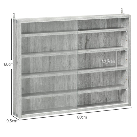 Rootz Wall Showcase for Collectibles - Display Cabinet - Glass Door Shelving - Adjustable Shelves - 80x9.5x60 cm - Durable Storage Solution