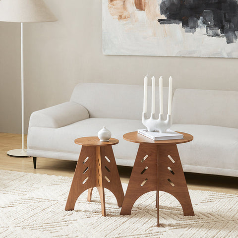 Rootz Wooden Side Table - Coffee Table - Tenon Joint Table - Easy Assembly - Durable - Eco-Friendly - H55cm x Ø46.5cm