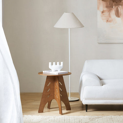 Rootz Wooden Side Table - Coffee Table - Tenon Joint Table - Easy Assembly - Durable - Eco-Friendly - H55cm x Ø46.5cm