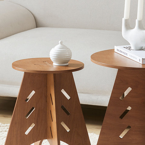 Rootz Wooden Side Table - Coffee Table - Tenon Joint Table - Easy Assembly - Durable - Eco-Friendly - H55cm x Ø46.5cm