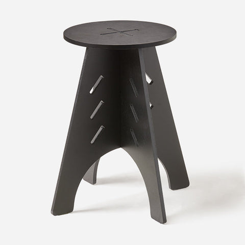 Rootz Wooden Side Table - Coffee Table - Tenon Joint Table - Easy Assembly - Eco-Friendly - Noise-Reducing Floor Protectors - H48.5 x Ø30.5cm - Black