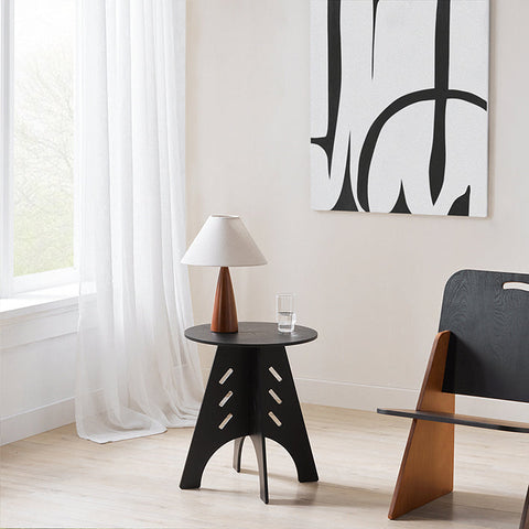 Rootz Wooden Side Table - Coffee Table - Tenon Joint Table - Easy Assembly - Eco-Friendly - Noise-Reducing Floor Protectors - H55 x Ø46.5cm