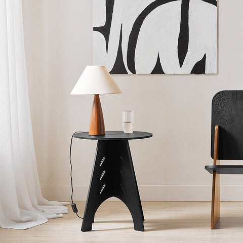 Rootz Wooden Side Table - Coffee Table - Tenon Joint Table - Easy Assembly - Eco-Friendly - Noise-Reducing Floor Protectors - H55 x Ø46.5cm