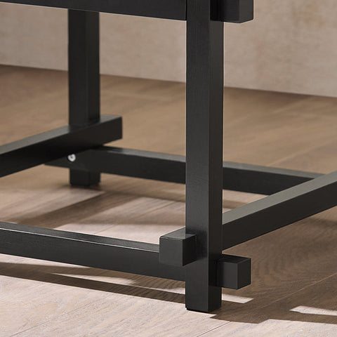 Rootz Tenon Connection Side Table - Coffee Table - Yellow Grid Panels - Black Wood - Easy Assembly - 40cm x 60cm x 40cm