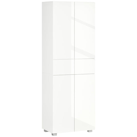 Rootz Kitchen Cabinet Storage Buffet - Pantry Cabinet - Sideboard - Adjustable Shelves - 60W x 35D x 170H cm White Lacquer