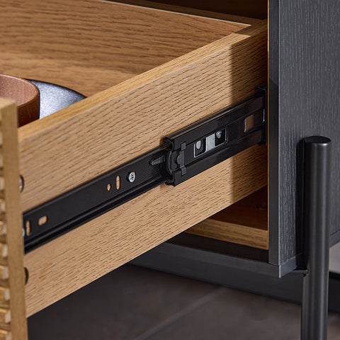 Rootz Storage Cabinet - Sideboard - Cupboard - Ample Storage - 114x83x40cm - MDF & Metal - Three Drawers - Two Compartments - Wall Anchor Included