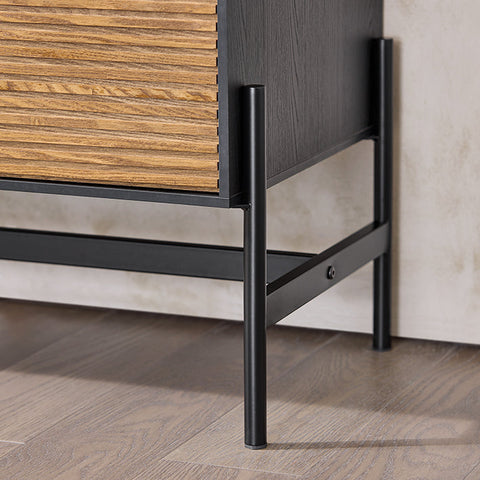 Rootz Storage Cabinet - Sideboard - Cupboard - Ample Storage - 114x83x40cm - MDF & Metal - Three Drawers - Two Compartments - Wall Anchor Included