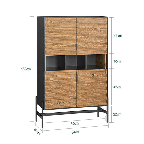 Rootz Storage Cabinet - Sideboard - MDF Cupboard - Ample Storage - 84x132x40cm