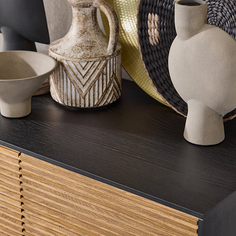 Rootz Storage Cabinet - Sideboard - MDF Cupboard - Ample Storage - 84x132x40cm