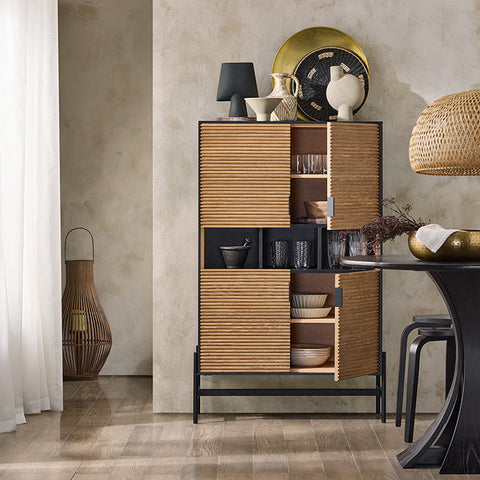 Rootz Storage Cabinet - Sideboard - MDF Cupboard - Ample Storage - 84x132x40cm
