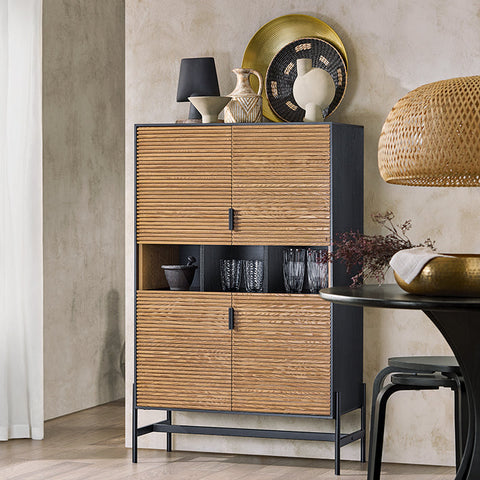 Rootz Storage Cabinet - Sideboard - MDF Cupboard - Ample Storage - 84x132x40cm