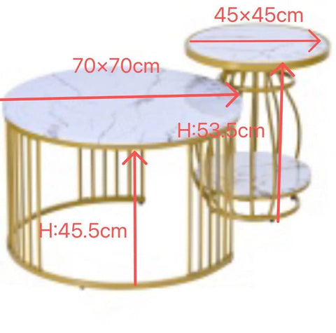 Rootz 2 Piece Coffee Table Set - Nesting Tables - Side Tables - Elegant & Durable - 70cm x 70cm x 45.5cm & 45cm x 45cm x 53.5cm