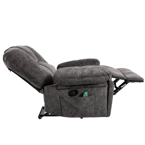Rootz Extra Wide Manual Massage Chair - Gray Armchair - Recliner Seat - 8-Point Massage & Heating - 115L x 68W x 105H cm