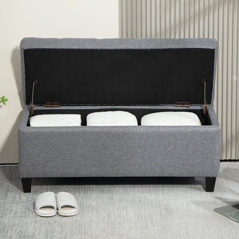 Rootz Upholstered Storage Bench - Entryway Bench - Bed Bench - Ample Storage - 100cm x 40cm x 44cm