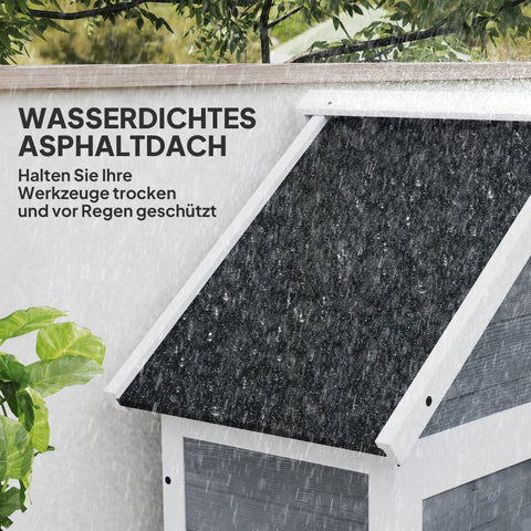 Rootz Garden Shed - Storage Cabinet - Customizable Shelves - Lockable Doors - Waterproof - Spruce Wood - Grey - 89cm x 51cm x 182cm