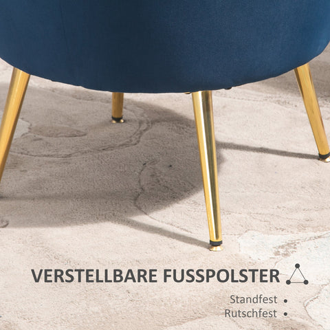 Rootz Lounge Armchair - Vintage Velvet Chair - Club Seating - Cozy Comfort - 76cm x 67cm x 74cm - Blue