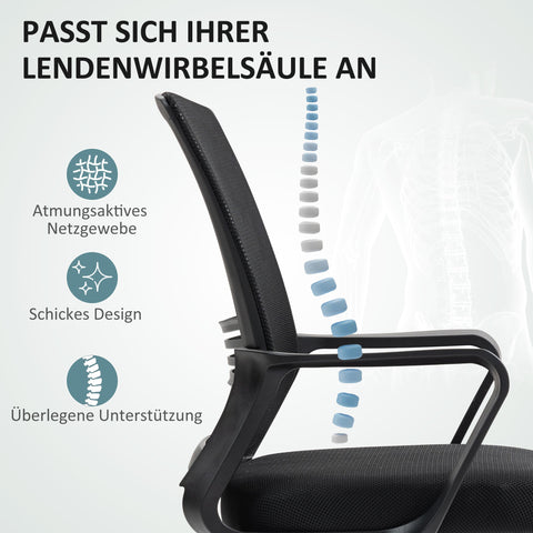 Rootz Office Chair - Swivel Chair - Rotatable Desk Chair - Adjustable & Rollable - 58cm x 58cm x 103-123cm