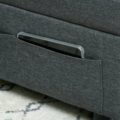 Rootz Reclining Chair - Sleeping Chair - 3-in-1 Armchair - Linen Look - Including Cushion - Dark Gray - 65.5 cm x 104 cm x 81 cm